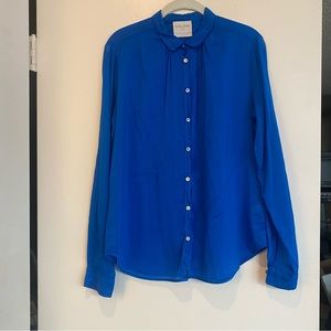 forte_forte Italy Women’s Royal Blue Cotton Silk Blend Button Up Blouse - size 3